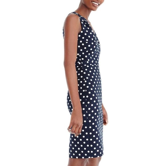 J Crew Seersucker Polka Dot Dress Navy Blue NEW 10 - Picture 2 of 8